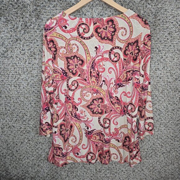 JM Collection Top Womens XL Pink Paisley Print Jacquard Textured Blouse Ladies - Picture 7 of 7